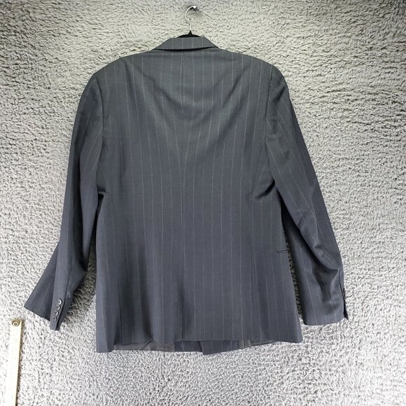 Christian Dior Jacket Mens 42L Gray Monsieur Pinstripe Double Breasted Wool - Picture 2 of 9